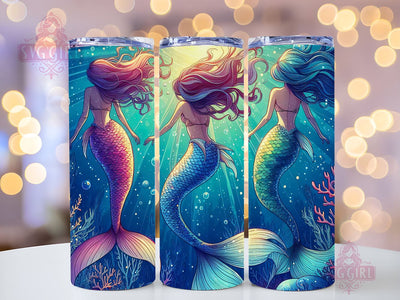 Mermaid Tails 20 oz Skinny Tumbler Kids Mermaid Designs Template , Mermaid Tails Under Sea Scales tumbler design, Mermaid Sublimation Tumbler PNG Sublimation SvggirlplusArt 
