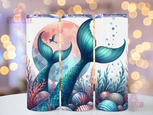 Mermaid Tails 20 oz Skinny Tumbler Kids Mermaid Designs Template , Mermaid Tails Under Sea Scales tumbler design, Mermaid Sublimation Tumbler PNG Sublimation SvggirlplusArt 