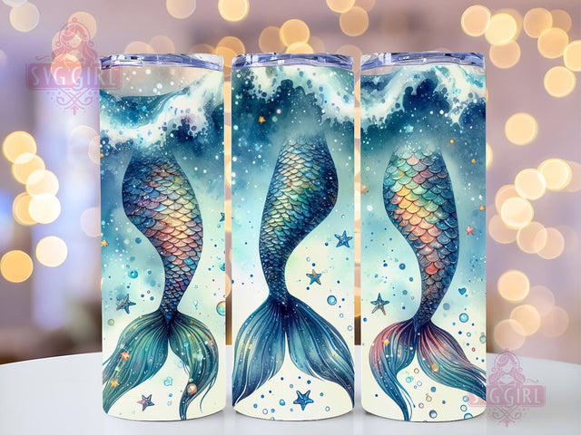 Mermaid Tails 20 oz Skinny Tumbler Kids Mermaid Designs Template , Mermaid Tails Under Sea Scales tumbler design, Mermaid Sublimation Tumbler PNG Sublimation SvggirlplusArt 