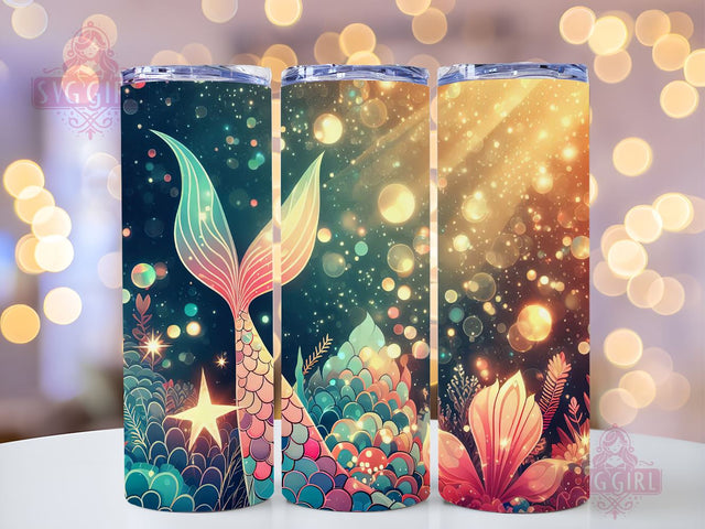 Mermaid Tails 20 oz Skinny Tumbler Kids Mermaid Designs Template , Mermaid Tails Under Sea Scales tumbler design, Mermaid Sublimation Tumbler PNG Sublimation SvggirlplusArt 