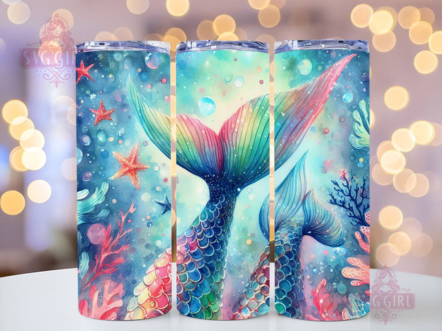 Mermaid Tails Under Sea Scales 20 oz Skinny Tumbler,Mermaid Scales Tumbler Wrap PNG, Sublimation Digital Download, 20 oz Skinny Tumbler Design, Instant Digital Download Only, Cute Tumbler Wrap Sublimation SvggirlplusArt 