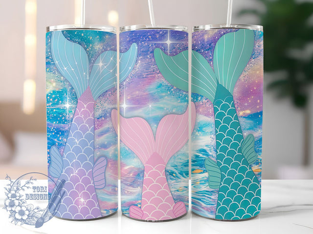 Mermaid Tails Under the Sea Tumbler, Under the Sea Wrap, 20oz Sublimation Wrap, Kids Ocean Cup, Fantasy Scales Tumbler, Glitter Mermaid Design, Little Mermaid Gift Sublimation ToriDesigns 