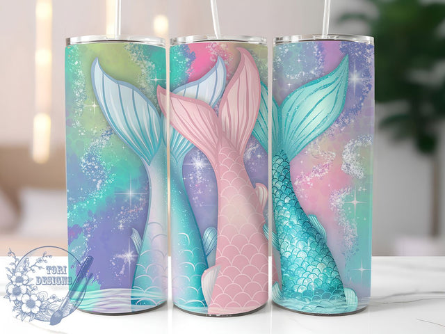 Mermaid Tails Under the Sea Tumbler, Under the Sea Wrap, 20oz Sublimation Wrap, Kids Ocean Cup, Fantasy Scales Tumbler, Glitter Mermaid Design, Little Mermaid Gift Sublimation ToriDesigns 
