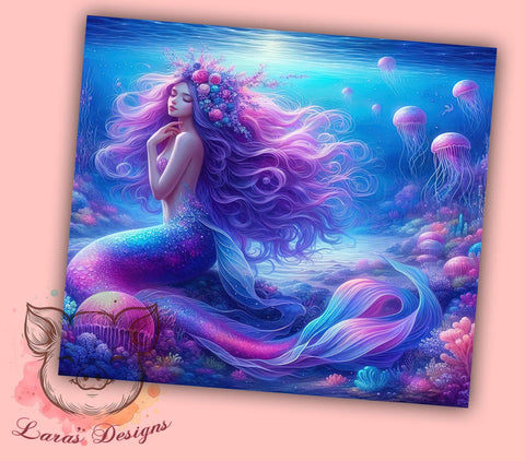 Mermaid Tumbler, Fantasy Mermaid Design, 20oz Tumbler Wrap, Magical Under the Sea, Ocean Lover Gift, Whimsical Sublimation, Nautical Decor, Digital Download Sublimation Lara' s Designs 