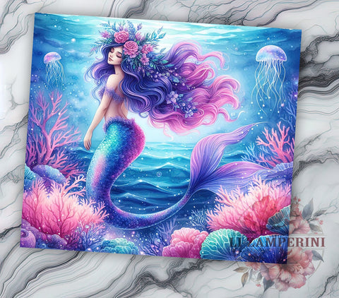 Mermaid Tumbler, Magical Mermaid Design, Ocean Lover Gift, Sublimation PNG, 20oz Tumbler, Fantasy Drinkware, Beach Decor, Whimsical Gift Sublimation Li Zamperini 