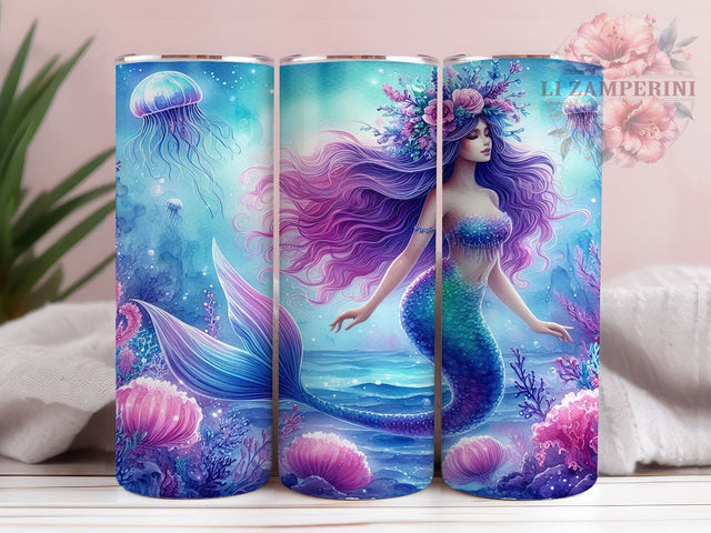 Mermaid Tumbler, Magical Mermaid Design, Ocean Lover Gift, Sublimation PNG, 20oz Tumbler, Fantasy Drinkware, Beach Decor, Whimsical Gift Sublimation Li Zamperini 