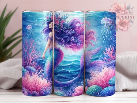 Mermaid Tumbler, Magical Mermaid Design, Ocean Lover Gift, Sublimation PNG, 20oz Tumbler, Fantasy Drinkware, Beach Decor, Whimsical Gift Sublimation Li Zamperini 