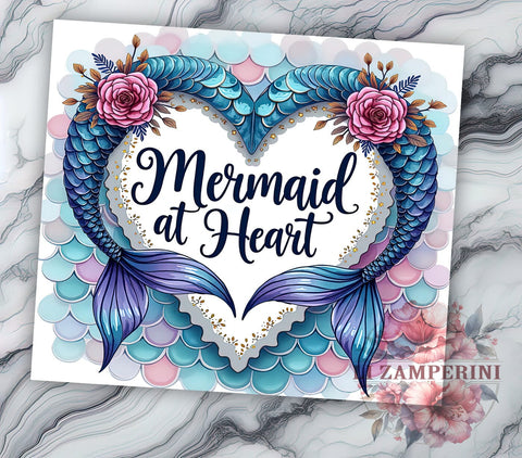 Mermaid Tumbler, Mermaid At Heart, Ocean Theme Drinkware, 20oz Tumbler, Nautical Gift, Beach Decor, Under the Sea Gift Sublimation Li Zamperini 