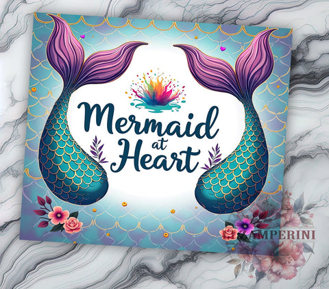 Mermaid Tumbler, Mermaid At Heart, Ocean Theme Drinkware, 20oz Tumbler, Nautical Gift, Beach Decor, Under the Sea Gift Sublimation Li Zamperini 