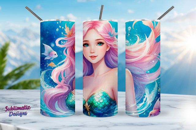 Mermaid Tumbler Wrap 20 oz | 20 oz Skinny Tumbler Wrap Sublimation Design Sublimation Sublimatiz Designs 