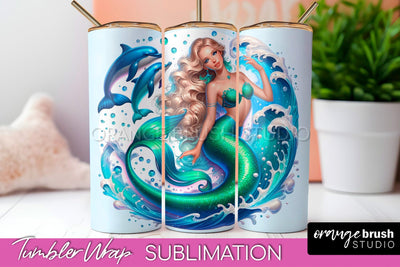 Mermaid Tumbler Wrap - Beach Tumbler Sublimation Sublimation OrangeBrushStudio 