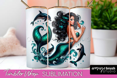 Mermaid Tumbler Wrap - Beach Tumbler Sublimation Sublimation OrangeBrushStudio 