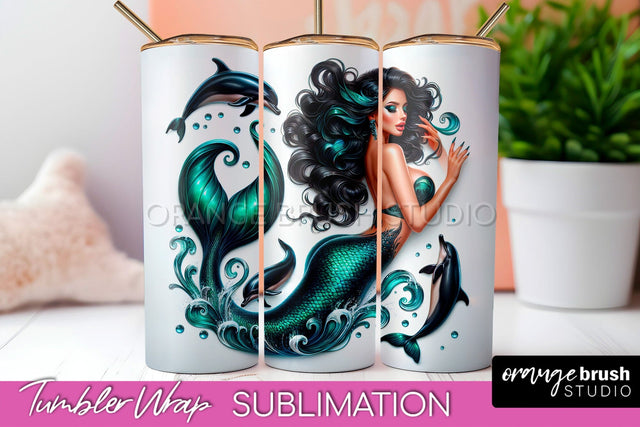 Mermaid Tumbler Wrap - Beach Tumbler Sublimation Sublimation OrangeBrushStudio 