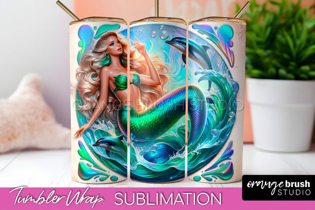 Mermaid Tumbler Wrap - Beach Tumbler Sublimation Sublimation OrangeBrushStudio 