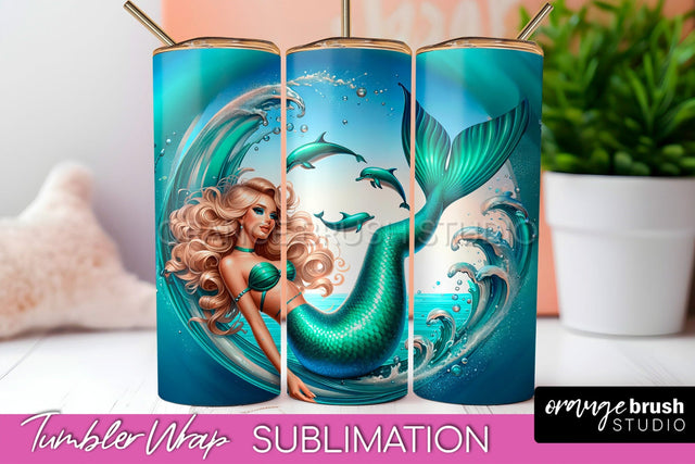 Mermaid Tumbler Wrap - Beach Tumbler Sublimation Sublimation OrangeBrushStudio 