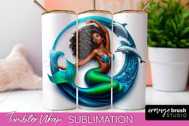 Mermaid Tumbler Wrap - Beach Tumbler Sublimation Sublimation OrangeBrushStudio 