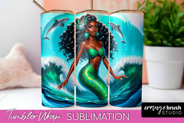 Mermaid Tumbler Wrap - Beach Tumbler Sublimation Sublimation OrangeBrushStudio 