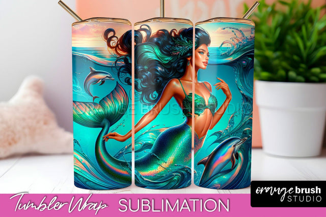 Mermaid Tumbler Wrap - Beach Tumbler Sublimation Sublimation OrangeBrushStudio 