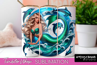 Mermaid Tumbler Wrap - Beach Tumbler Sublimation Sublimation OrangeBrushStudio 