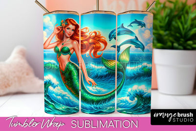 Mermaid Tumbler Wrap - Beach Tumbler Sublimation Sublimation OrangeBrushStudio 