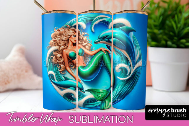 Mermaid Tumbler Wrap - Beach Tumbler Sublimation Sublimation OrangeBrushStudio 