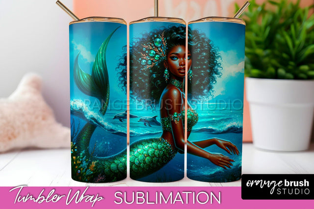Mermaid Tumbler Wrap - Beach Tumbler Sublimation Sublimation OrangeBrushStudio 