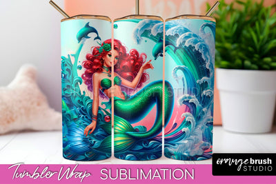 Mermaid Tumbler Wrap - Beach Tumbler Sublimation Sublimation OrangeBrushStudio 