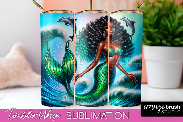 Mermaid Tumbler Wrap - Beach Tumbler Sublimation Sublimation OrangeBrushStudio 