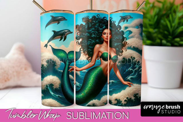 Mermaid Tumbler Wrap - Beach Tumbler Sublimation Sublimation OrangeBrushStudio 