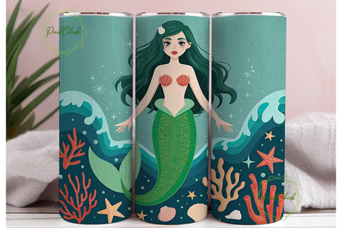 Mermaid Tumbler Wrap PNG Sublimation PixelChick 