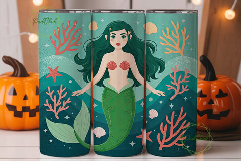 Mermaid Tumbler Wrap PNG Sublimation PixelChick 