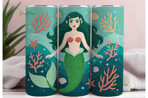 Mermaid Tumbler Wrap PNG Sublimation PixelChick 