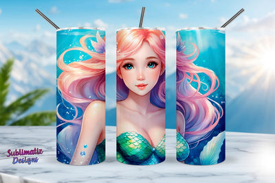 Mermaid Under the Sea Tumbler Wrap | 20 oz Skinny Tumbler Wrap Sublimation Design Sublimation Sublimatiz Designs 