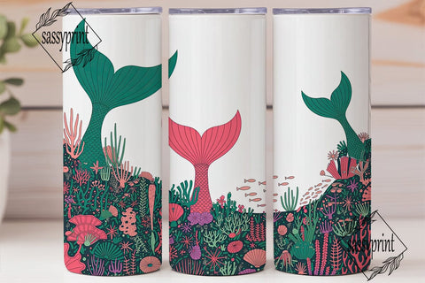 Mermaid Undersea Garden Skinny Tumbler Sublimation sassyprint 