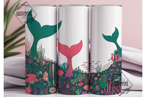 Mermaid Undersea Garden Skinny Tumbler Sublimation sassyprint 