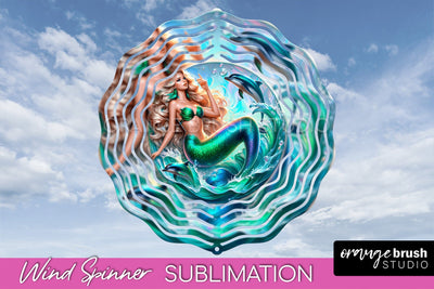 Mermaid Wind Spinner - Summer Spinner Sublimation Sublimation OrangeBrushStudio 