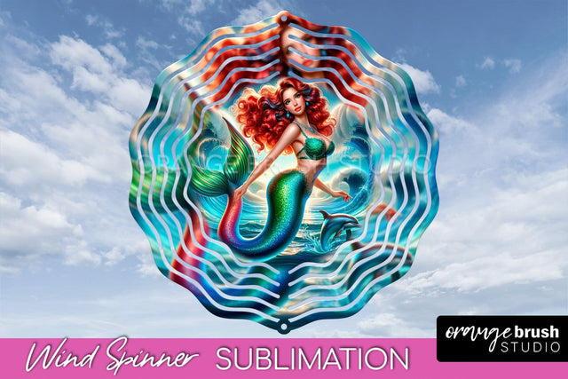 Mermaid Wind Spinner - Summer Spinner Sublimation Sublimation OrangeBrushStudio 