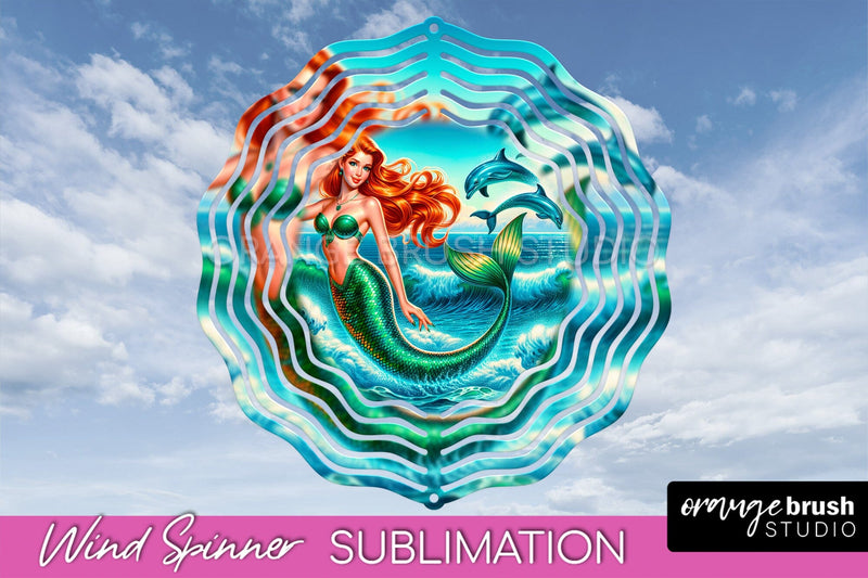 Mermaid Wind Spinner - Summer Spinner Sublimation Sublimation OrangeBrushStudio 