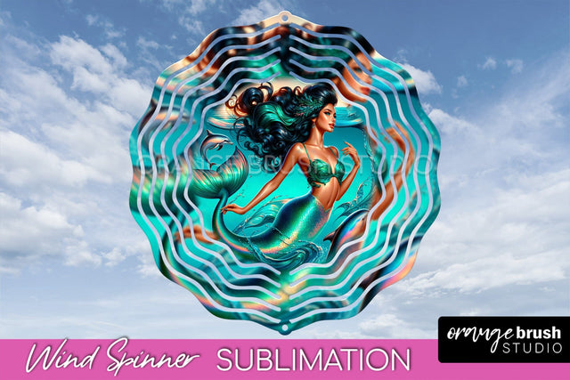 Mermaid Wind Spinner - Summer Spinner Sublimation Sublimation OrangeBrushStudio 