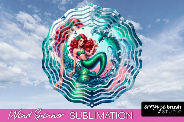 Mermaid Wind Spinner - Summer Spinner Sublimation Sublimation OrangeBrushStudio 