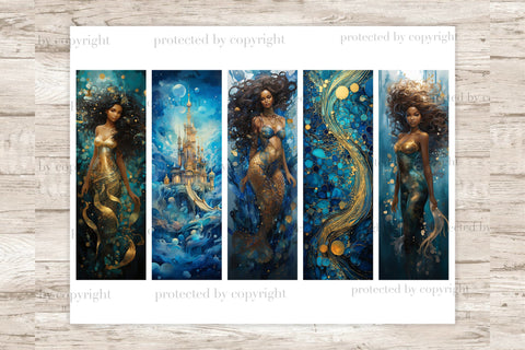 Mermaids Black Bookmarks | Mermaids Printable SVG GlamArtZhanna 