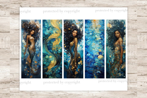 Mermaids Black Bookmarks | Mermaids Printable SVG GlamArtZhanna 