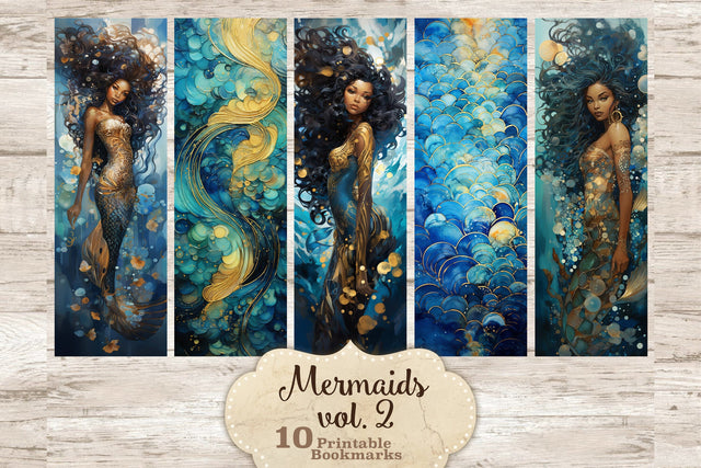 Mermaids Black Bookmarks | Mermaids Printable SVG GlamArtZhanna 