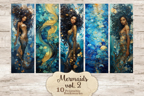 Mermaids Black Bookmarks | Mermaids Printable SVG GlamArtZhanna 