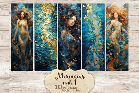 Mermaids Bookmarks | Fantasy Printable SVG GlamArtZhanna 