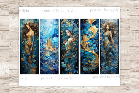 Mermaids Bookmarks | Fantasy Printable SVG GlamArtZhanna 