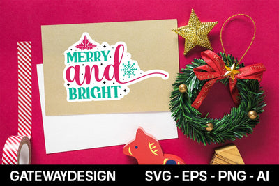 Merry And Bright 1 sticker Svg design SVG designmaster24 