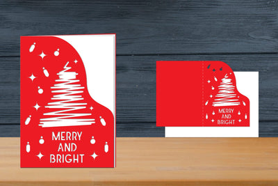 Merry and Bright, Christmas Card Template SVG zafrans studio 