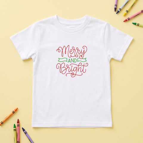 Merry and Bright Christmas Embroidery Design – Festive Red Green Holiday Script Machine Embroidery File Embroidery/Applique DESIGNS PatternFeed8 