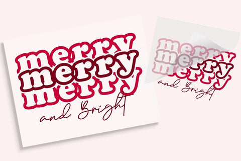 Merry and Bright Christmas Iron On Transfer Physical So Fontsy T-Shirt Iron-On Transfer Shop 6x6